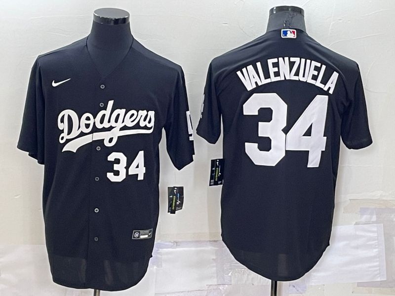 Men Los Angeles Dodgers #34 Valenzuela Black Inversion Nike 2022 MLB Jersey
